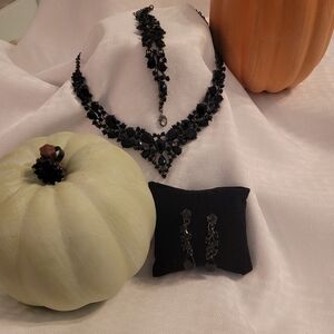 Black Rhinestone Four Piece Elegant Jewelry Set